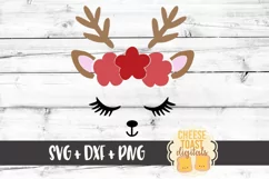 Girl Reindeer Face - Reindeer SVG - Christmas SVG File Product Image 2