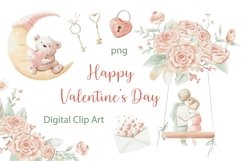 Valentine's Day Watercolor Clipart Set Product Image 1