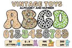 Vintage Toys Alphabet and Numbers PNG 300 DPI Product Image 1