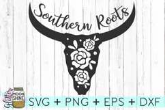 Southern Roots Longhorn SVG DXF PNG EPS Cutting Files Product Image 1