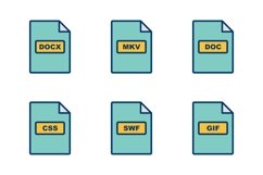 Set Of File Formats Icons Product Image 1