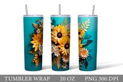 3D Sunflower Tumbler Sublimation. Paper Sunflower Tumbler Product Image 1