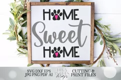 Home Sweet Home - Dog Cat Paws with Heart - Farmhouse Sign Product Image 1