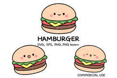 Cute Hamburger SVG Bundle | Kawaii Burger Clipart | Digital Product Image 1
