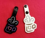 ITH Artful Tea Vinyl Key Fob or Bag Tag - Snap Tab Machine Embroidery Product Image 3