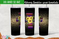 Serape cross with sunflower day 20 Oz. Skinny Tumbler Product Image 2