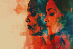 Painting of a Girls Face Background Wallpaper Product Image 1