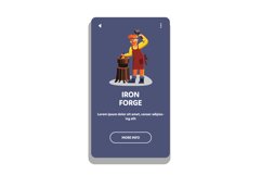 Iron Forge Worker With Hammer Instrument Vector Product Image 1