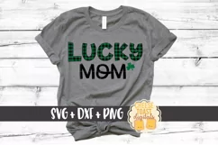 Lucky Mom - Buffalo Plaid - St Patrick's Day SVG PNG DXF Product Image 1
