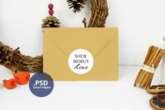 Envelope Sticker Mockup PSD, Envelope Full Wrap Mockup Xmas Product Image 2