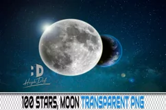 100 STARS, MOON TRANSPARENT PNG FILES, PHOTOSHOP OVERLAYS Product Image 1