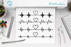 Cardio Heart SVG, Heartbeat SVG files for Silhouette Cameo and Cricut. Product Image 1