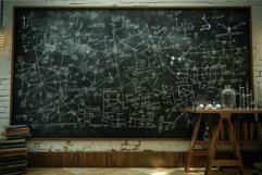 Complex Blackboard scientific formulas lesson. Generate Ai Product Image 1