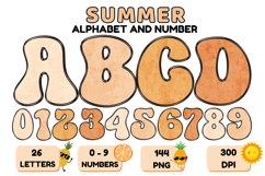 Summer Alphabet &amp; Numbers PNG Clipart Doodle Letters 300 DPI Product Image 1