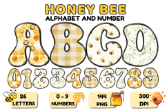 Honey bee Alphabet png clipart, honey bee letters doodle Product Image 1