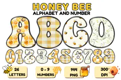 Honey bee Alphabet png clipart, honey bee letters doodle Product Image 1