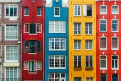 Colorful facades of typical dutch houses are creating a chee Product Image 1