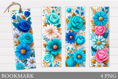 Roses Bookmark Design. Flowers Bookmark Sublimation Product Image 1