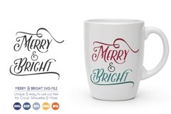 Merry and Bright - Christmas Saying SVG Cut Files Product Image 1