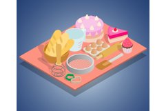 Tea day concept banner, isometric style Product Image 1