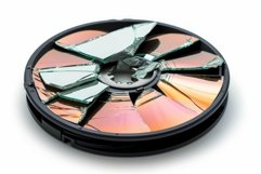 Shattered data: broken cd on white background Product Image 1