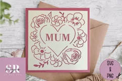 Floral Mum card| Paper cutting | Mother’s Day card SVG Product Image 1