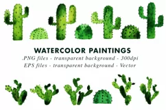 Watercolor Cactus Illustration Clip Art in PNG & EPS Vector Product Image 2