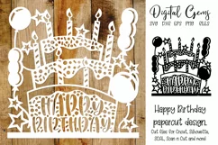 Happy Birthday paper cut design SVG / DXF / EPS / PNG files Product Image 1