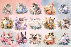 Floral Cat Watercolor Sublimation Clipart Product Image 1