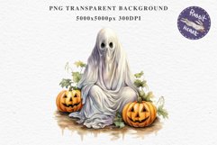 Halloween Scary Ghost Pumpkin Spooky Clipart PNG Scrapbook Fairy Tale Art Image Watercolor Transparent Print illustration sublimation creepy printable digital