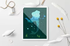 Mermaid under the sea with fishes | Undersea world SVG Product Image 2