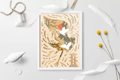 Japan layered papercut| Japan bird SVG arte template Product Image 2
