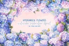 Hydrangea Flowers Watercolor Sublimation Clipart Product Image 1