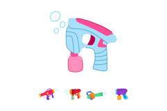 Colorful bubble toy guns producing cheerful soapy spheres Product Image 1