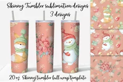 Christmas cute snowman Skinny tumbler wrap design Product Image 1
