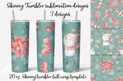 Christmas cute snowman Skinny tumbler wrap design Product Image 1