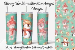 Christmas cute snowman Skinny tumbler wrap design Product Image 1