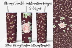 Flowers Roses sublimation design. Skinny tumbler wrap design Product Image 1