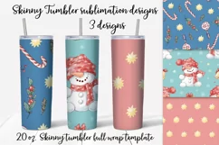 Christmas Cute Snowman Skinny tumbler wrap design Product Image 1