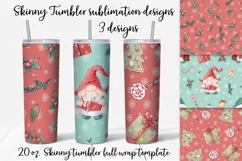 Christmas Gnome Girls Skinny tumbler wrap design Product Image 1