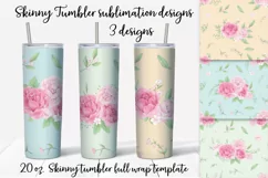 Delicate flowers peonies and roses Skinny tumbler wrap Product Image 1