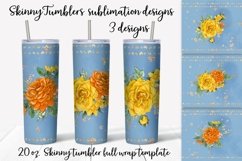 Roses sublimation design. Skinny tumbler wrap design. Product Image 1