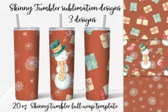 Christmas cute snowman Skinny tumbler wrap design Product Image 1