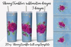 Roses sublimation design. Skinny tumbler wrap design. Product Image 1