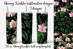 Flowers Orchid sublimation design. Skinny tumbler wrap Product Image 1