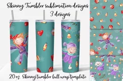 Winter cute Girl Skinny tumbler wrap design Product Image 1