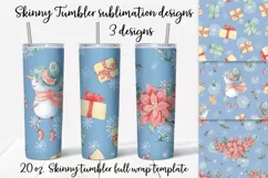 Christmas cute snowman Skinny tumbler wrap design Product Image 1