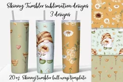 Cute gnomes and sunflowers Skinny tumbler wrap design Product Image 1