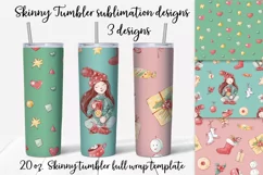 Christmas Cute Girls Skinny tumbler wrap design Product Image 1