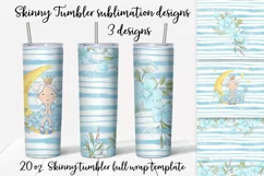 Moon flowers and princess Skinny tumbler wrap design Product Image 1